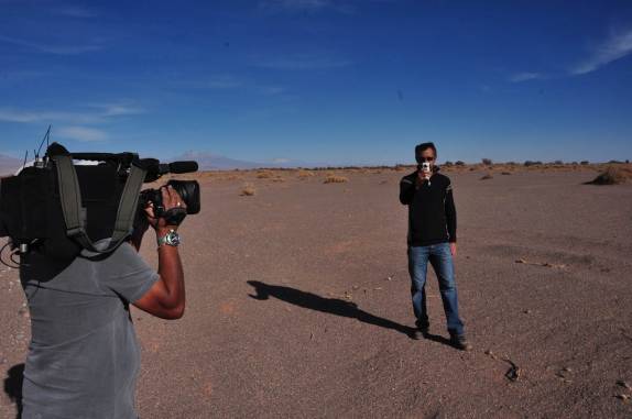 Gravação no deserto de Atacama, próximo à San Pedro de Atacama, no Chile